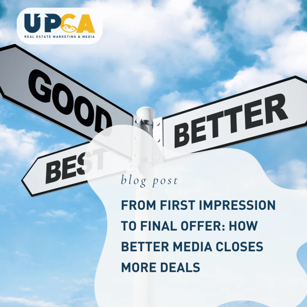 Street signs pointing in different directions labeled Good, Better, and Best against a blue sky with UPCA Real Estate blog po